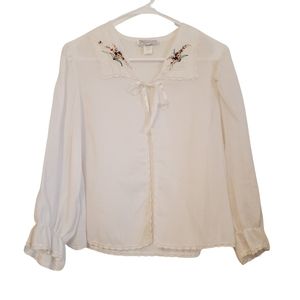 Barbizon Boutique Boho White Blouse Size S